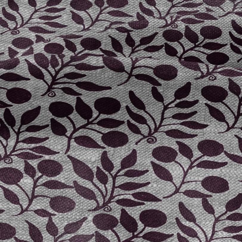 100% LINEN Fabric William Morris Rosehip burgundy gray - oatmeal linen fabric with botanical print - Victorian Art Craft Historical 3291