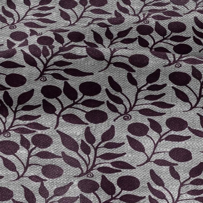 100% LINEN Fabric William Morris Rosehip burgundy gray - oatmeal linen fabric with botanical print - Victorian Art Craft Historical 3291