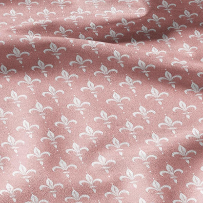100% LINEN Fabric Fleur de lis print,  linen fabric with pale pink french print, heavy linen fabric for upholstery home decor