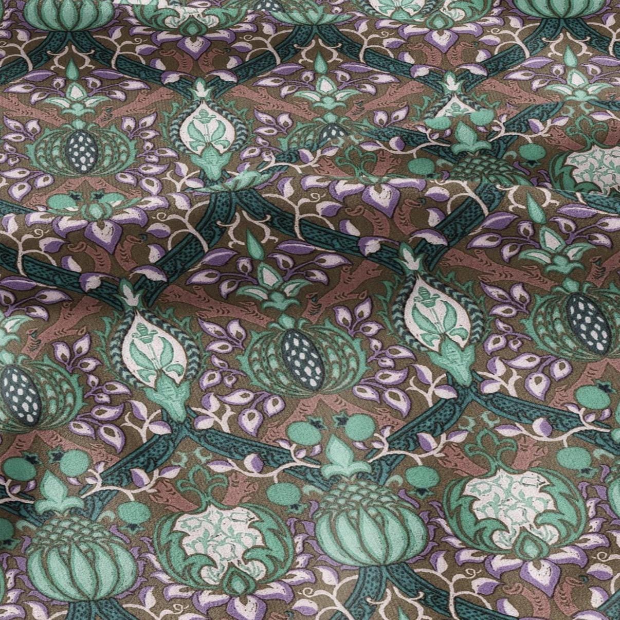 100% LINEN Fabric William Morris Granada gray print - British linen floral upholstery home textile Victorian fabrics 3216
