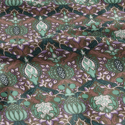 100% LINEN Fabric William Morris Granada gray print - British linen floral upholstery home textile Victorian fabrics 3216