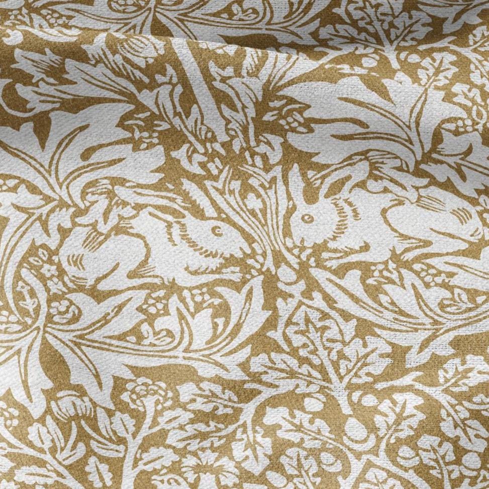 William Morris Brer rabbit yellow print 100% LINEN Fabric - British linen floral upholstery home textile Victorian fabrics 3012