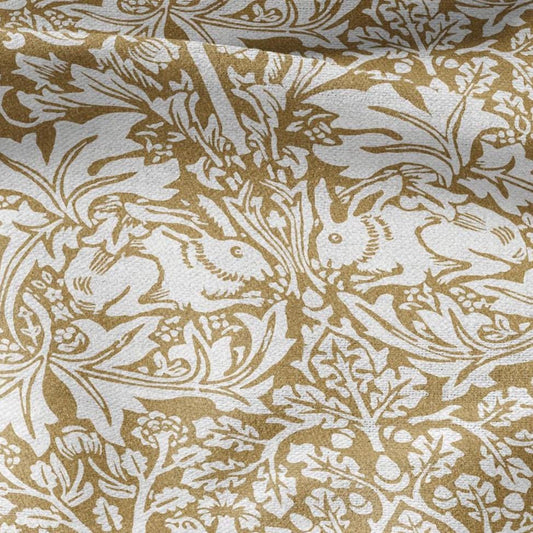 William Morris Brer rabbit yellow print 100% LINEN Fabric - British linen floral upholstery home textile Victorian fabrics 3012