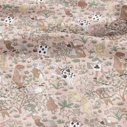100% linen fabric - Alice in Wonderland pink by Voysey - Victorian Art crafts - Historical pattern for upholstery dress making 3620
