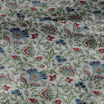 100% LINEN Fabric William Morris print  Breantwood - botanical green gray floral on oatmeal linen - modern vintage 3150