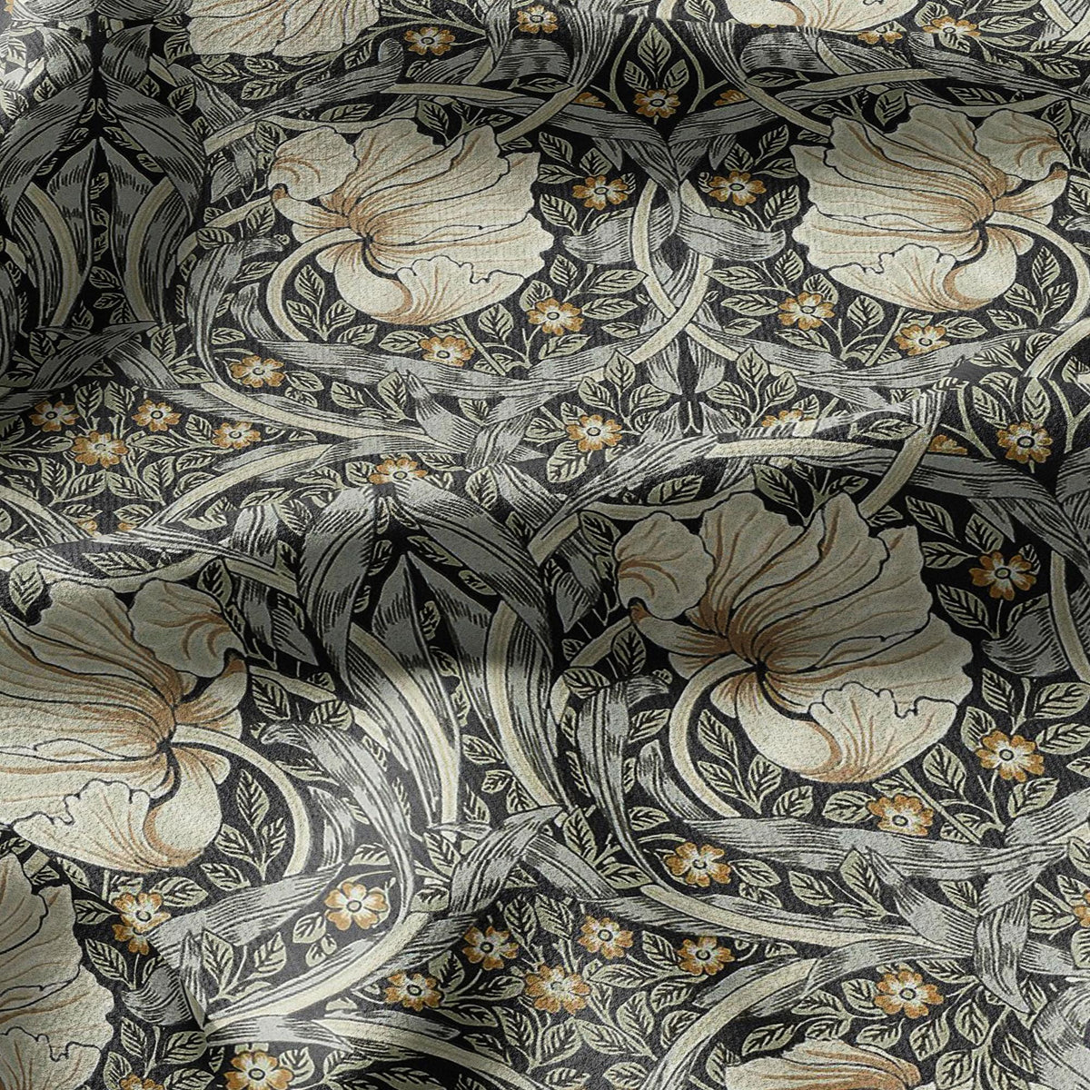 100% LINEN fabric - William Morris Pimpernel sage green -  British Victorian Art Craft flax - sewing upholstery home decor or clothing 3817