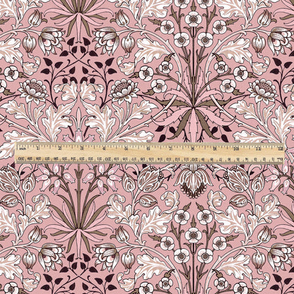 100% LINEN Fabric William Morris Hyacinth pink print - British linen floral upholstery home textile Victorian fabrics navy blue 3252