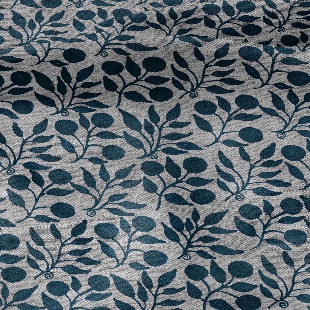 100% LINEN Fabric William Morris Rosehip teal gray - oatmeal linen fabric with botanical print - Victorian Art Craft Historical 3279