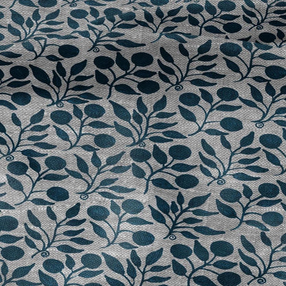 100% LINEN Fabric William Morris Rosehip teal gray - oatmeal linen fabric with botanical print - Victorian Art Craft Historical 3279