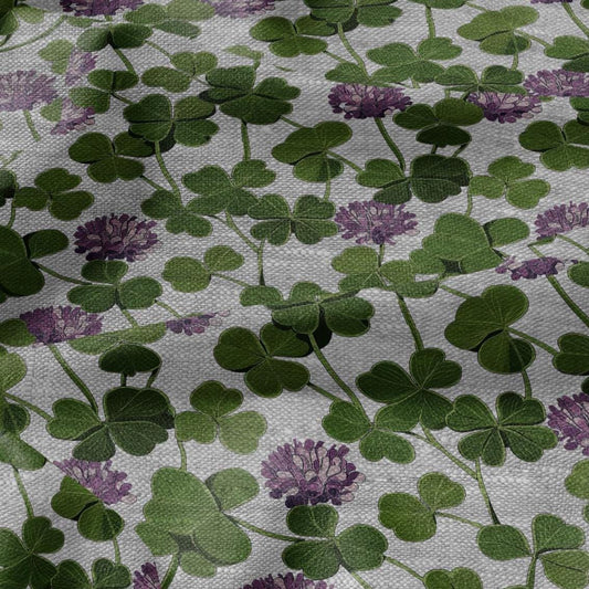 100% LINEN Fabric print Clover - oatmeal linen fabric with floral blossom print - heavy for upholstery home decor clothing 3040