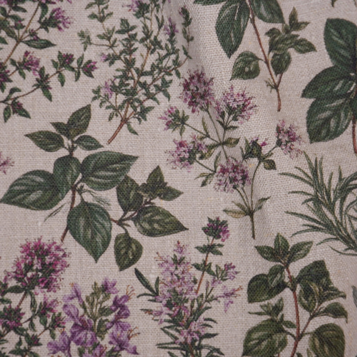 100% LINEN Fabric print Provence herbs - aromatherapy floral botanical print - heavy for upholstery home decor clothing 3716