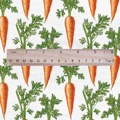 100% LINEN Fabric Carrots print - vegetable botanical stripe upholstery home textile artisan brown white 2371
