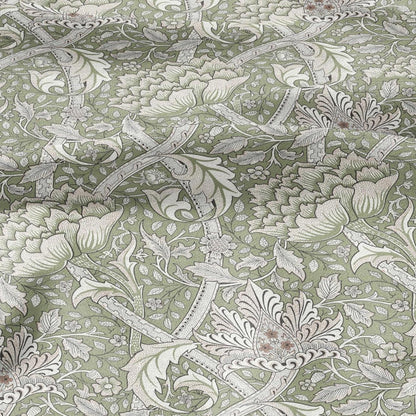 William Morris Windrush green print on 100% LINEN - Victorian Art crafts linen Fabric