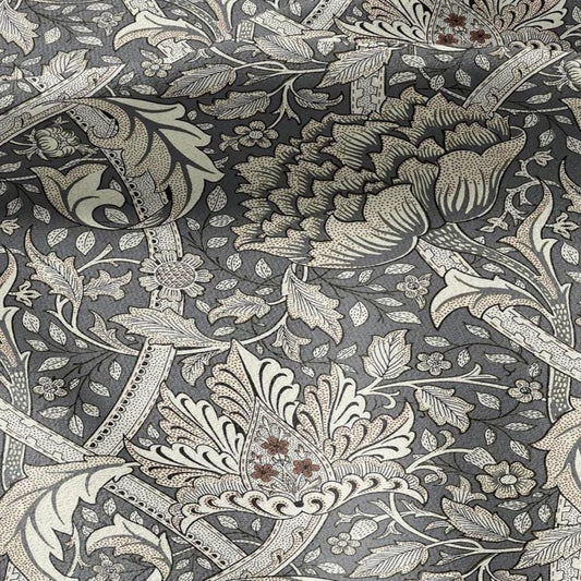 100% LINEN Fabric William Morris windrush gray print - British linen floral upholstery home textile Victorian fabrics 2737