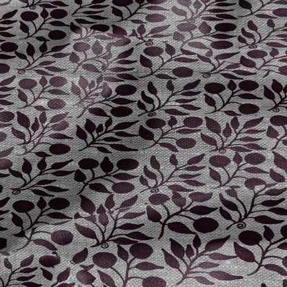 100% LINEN Fabric William Morris Rosehip burgundy gray - oatmeal linen fabric with botanical print - Victorian Art Craft Historical 3291