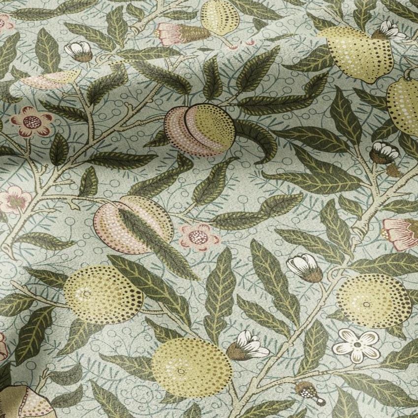 William Morris Fruits 100% LINEN Fabric pale green - British floral upholstery - lemon Pomegranate home textile Victorian fabrics 3184