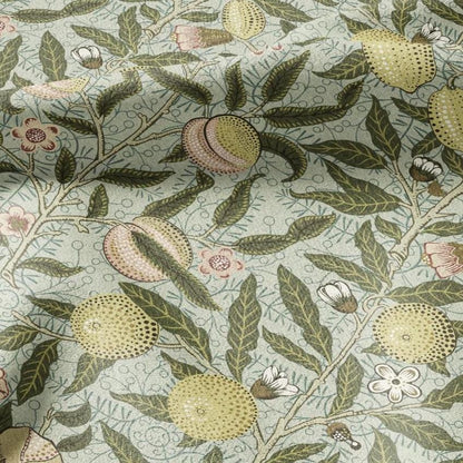 William Morris Fruits 100% LINEN Fabric pale green - British floral upholstery - lemon Pomegranate home textile Victorian fabrics 3184