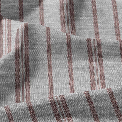 100% LINEN Fabric stripe red print - oatmeal linen fabric with stripe print - modern vintage 3360