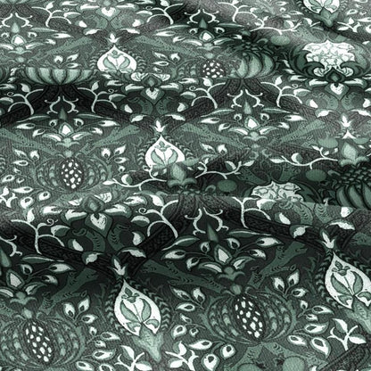 100% LINEN Fabric William Morris Granada green - British linen floral upholstery home textile Victorian fabrics dark blue 3243
