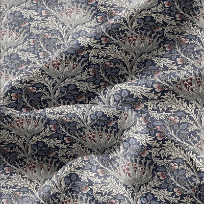 100% LINEN Fabric William Morris Artichoke blue print - British linen floral upholstery home textile Victorian fabrics 3193