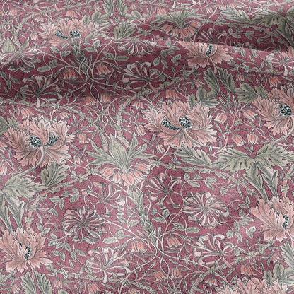 100% linen fabric William Morris Honeysuckle pink print - Victorian Art crafts - Historical pattern fabric upholstery dress making 3300