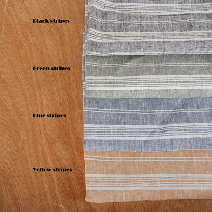 Blue Cottage stripes - heavy linen fabric - T311
