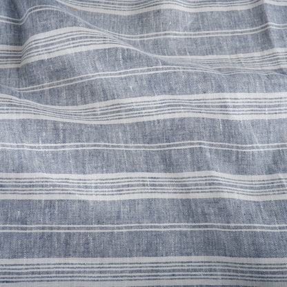 Blue Cottage stripes - heavy linen fabric - T311
