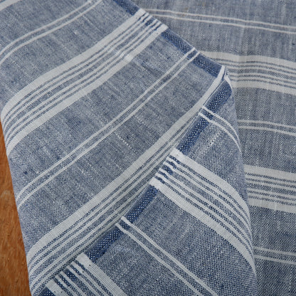 Blue Cottage stripes - heavy linen fabric - T311