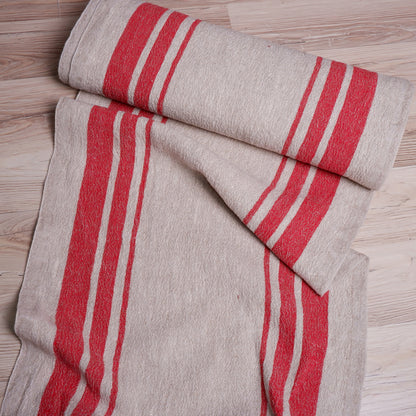 Red stripes in linen fabric - sack weave - Grainsack - 055A