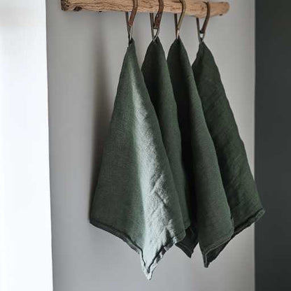 Forest green linen kitchen towel
