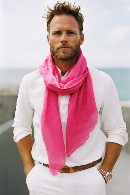 Pink bright Unisex Linen scarf