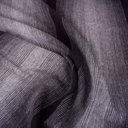 Premium Linen striped Fabric in BLACK grey beige white - Medium weight OMBRE - T305