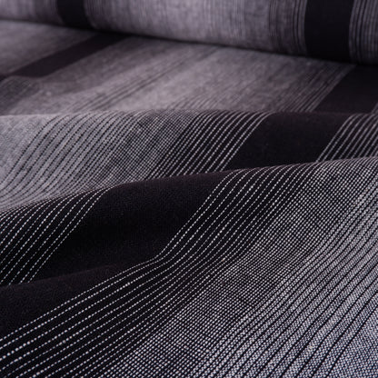 Premium Linen striped Fabric in BLACK grey beige white - Medium weight OMBRE - T305