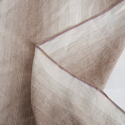 Premium Linen striped Fabric in beige white - Medium weight OMBRE