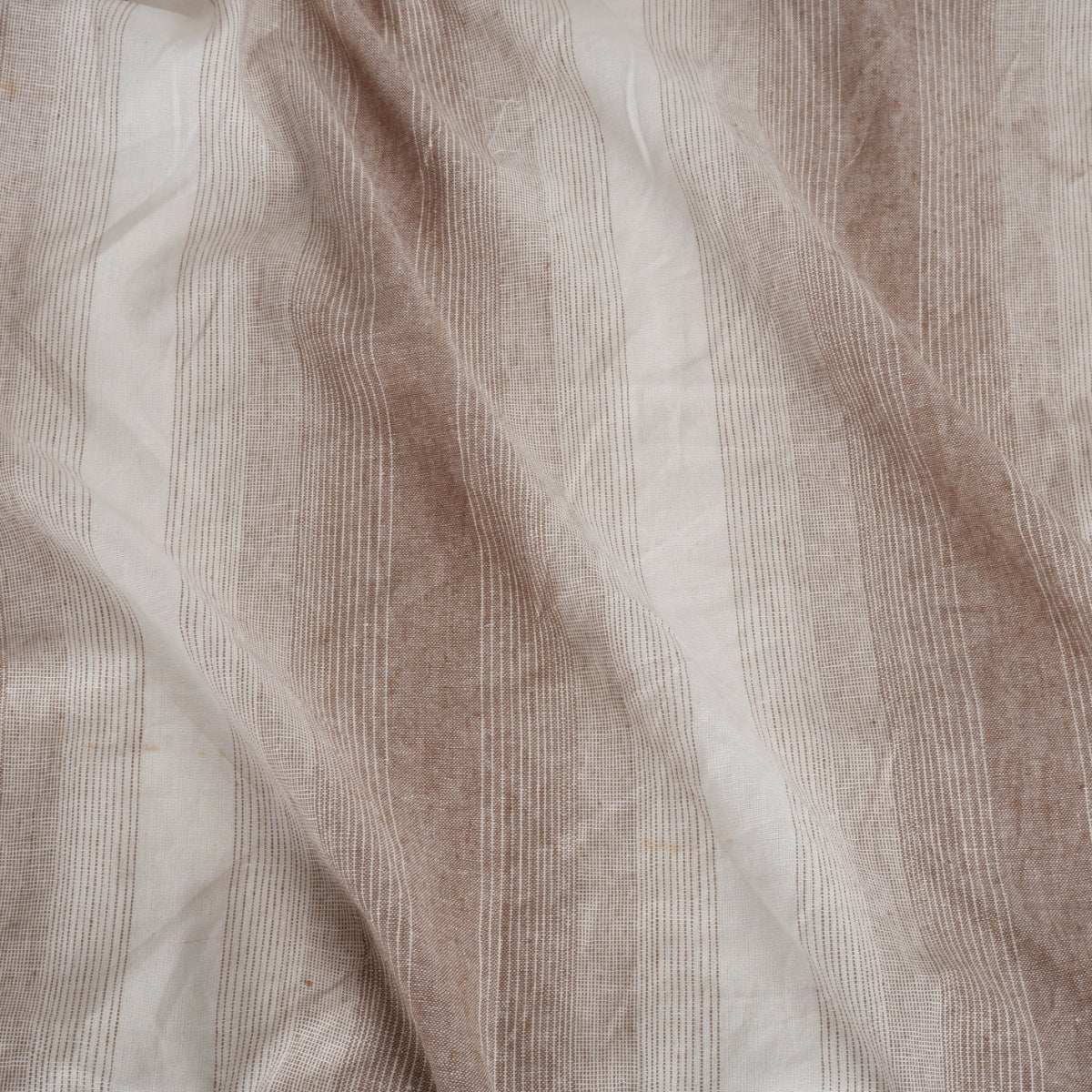 Premium Linen striped Fabric in beige white - Medium weight OMBRE