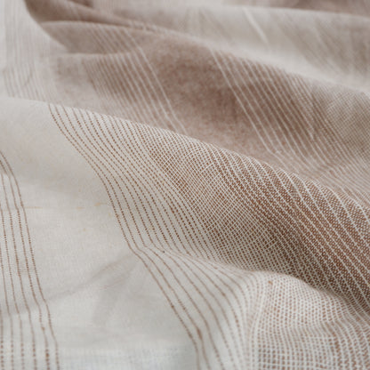 Premium Linen striped Fabric in beige white - Medium weight OMBRE