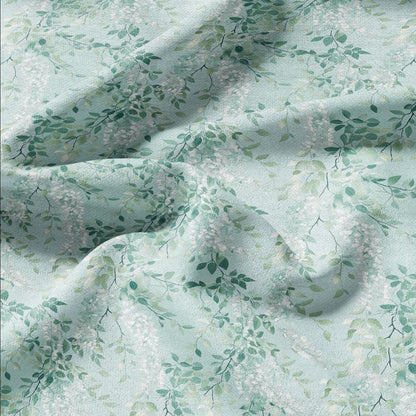 100% LINEN Fabric with Abstract greenery pattern - Mint pale green linen fabric for upholstery home decor dressmaking clothing sewing 2197