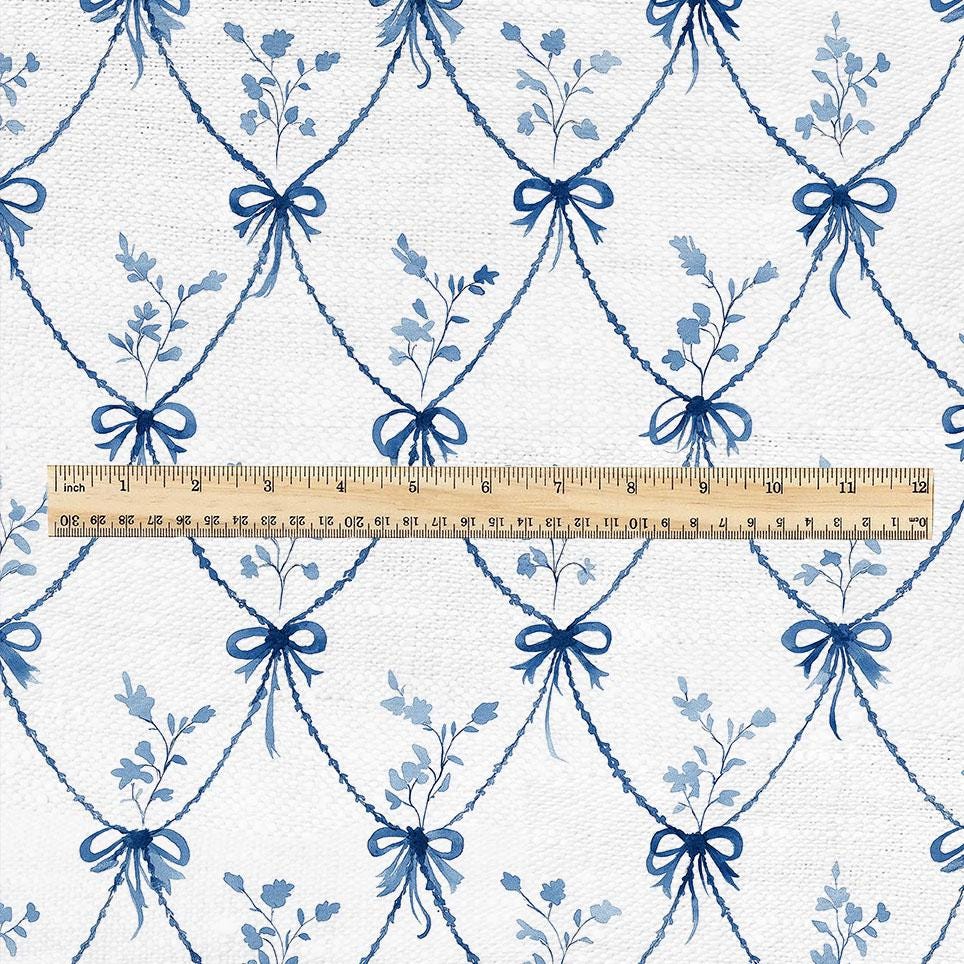 100% linen fabric Blue white diamond lattice print - Large Scale Botanical Damask Pattern for Upholstery Curtains Home Decor 3426