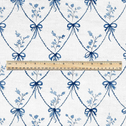 100% linen fabric Blue white diamond lattice print - Large Scale Botanical Damask Pattern for Upholstery Curtains Home Decor 3426