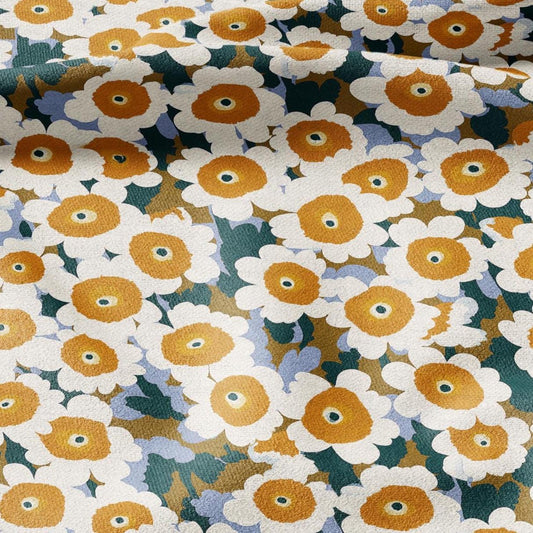 100% LINEN Fabric finnish Chamomile print - modern vintage floral linen fabric for upholstery or home decor 2910