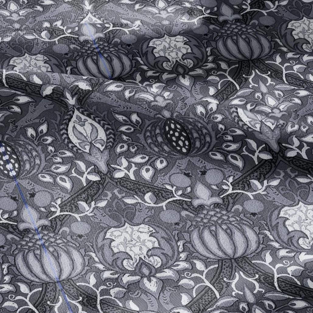 100% LINEN Fabric William Morris Granada gray print - British linen floral upholstery home textile Victorian fabrics 3238