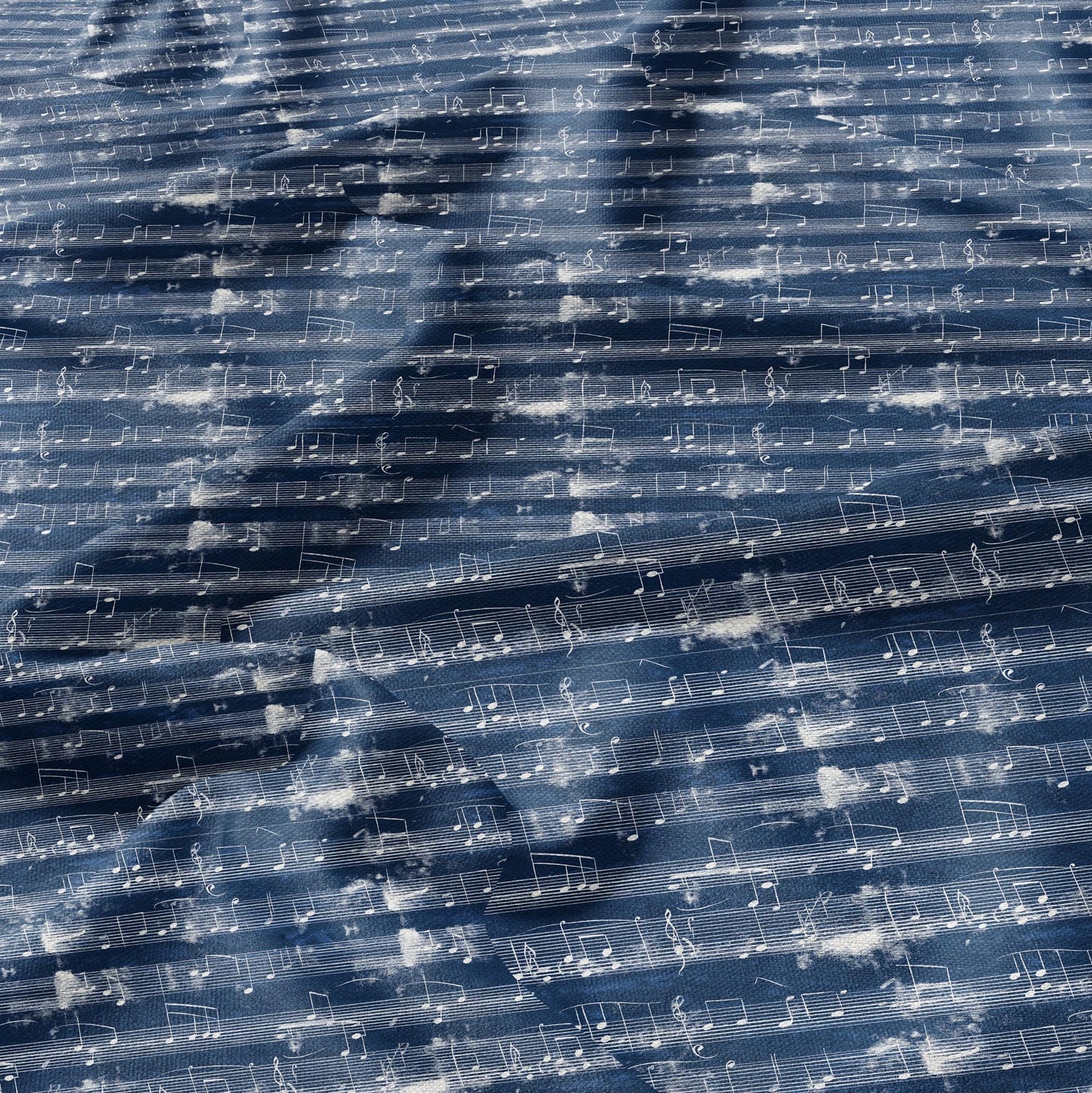 100% LINEN Fabric Music noted indigo blue - linen Fabric by the Yard by LithuanianLinen for upholstery dressmaking curtains home textile