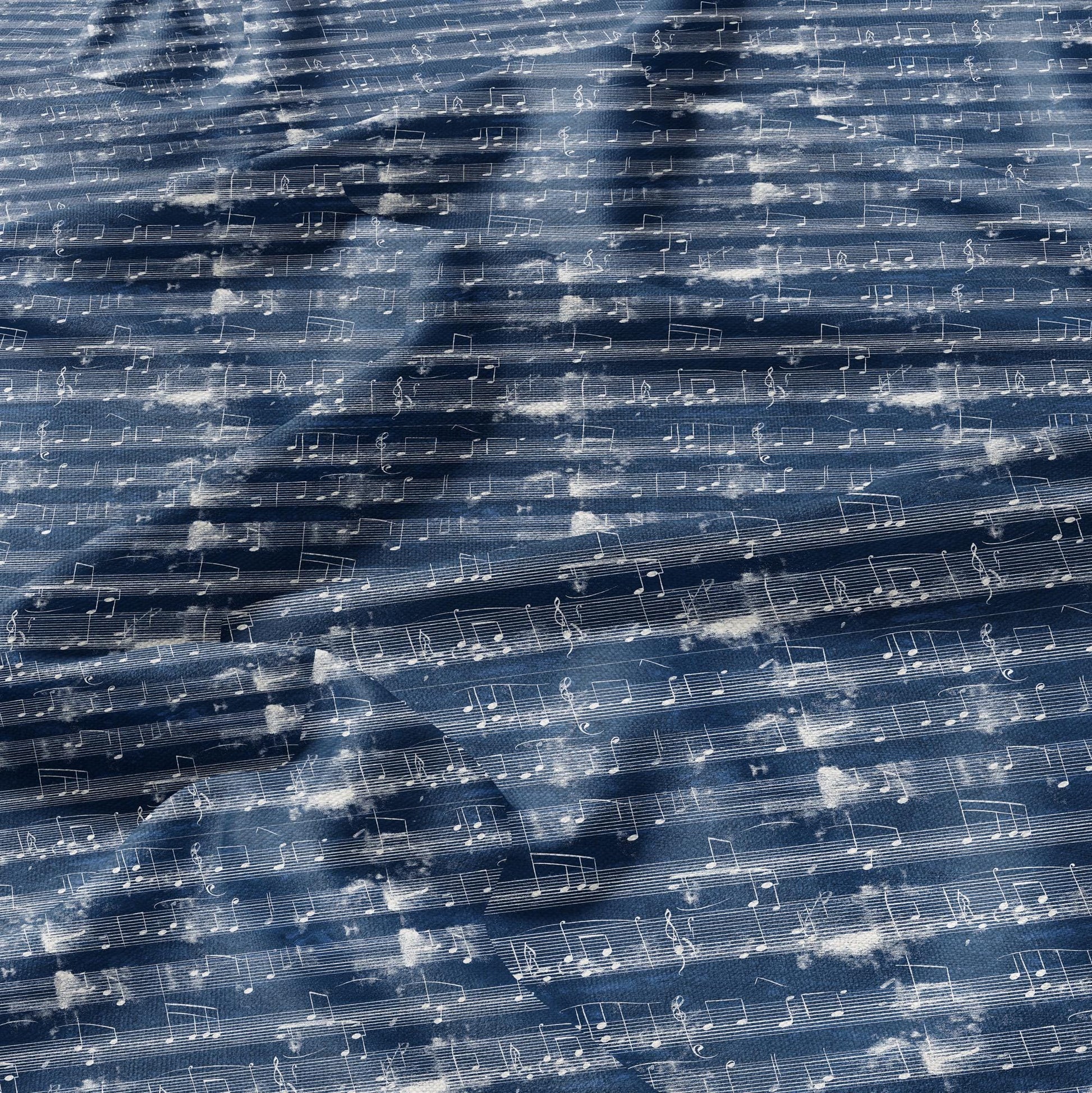 100% LINEN Fabric Music noted indigo blue - linen Fabric by the Yard by LithuanianLinen for upholstery dressmaking curtains home textile