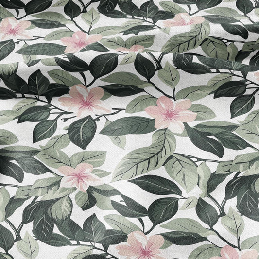 100% LINEN Fabric pink flowers - floral greenery Fabric by Yard by LithuanianLinen for upholstery dressmaking curtains home textile 2032