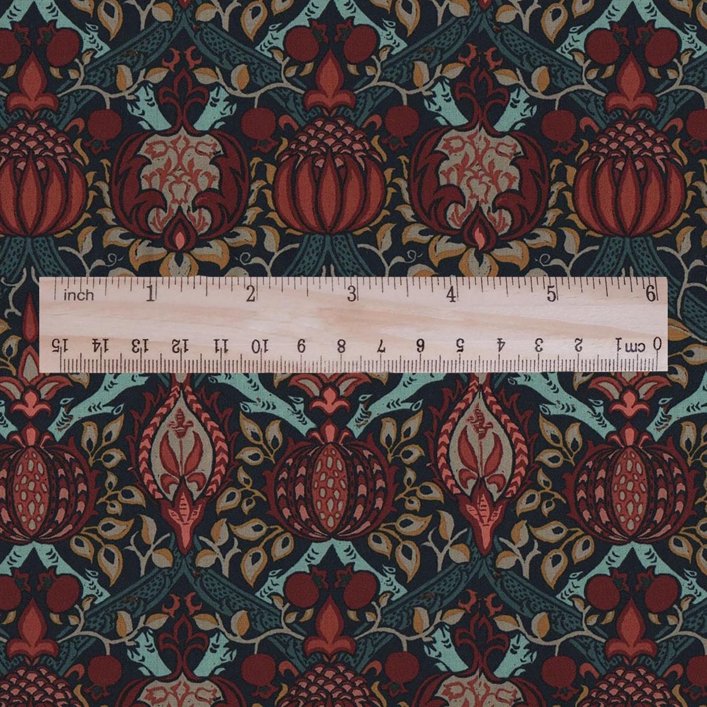 100% LINEN Fabric William Morris Granada print - British linen floral upholstery home textile Victorian fabrics green blue 3202