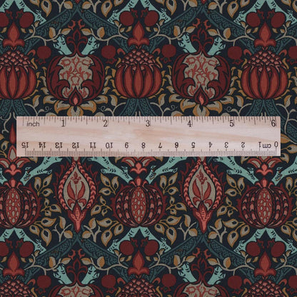 100% LINEN Fabric William Morris Granada print - British linen floral upholstery home textile Victorian fabrics green blue 3202