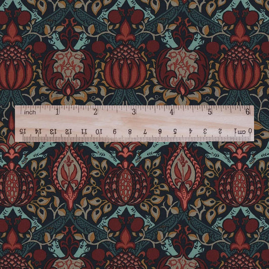 100% LINEN Fabric William Morris Granada print - British linen floral upholstery home textile Victorian fabrics green blue 3202