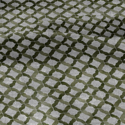 100% LINEN Fabric Green geometric print - oatmeal linen fabric floral botanical - heavy for home decor clothing 3063