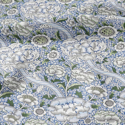 William Morris Wandle blue print on 100% LINEN - Victorian Art crafts linen Fabric - botanical Historical upholstery home textile