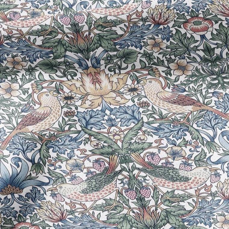 William Morris Strawberry thief 100% LINEN Art Crafts Fabric - British Victorian floral bird - home decor upholstery - clothing sewing 3730